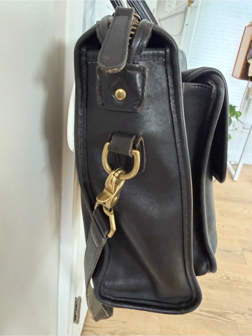 Vintage Coach Harrison Black Leather Briefcase with Top Handle